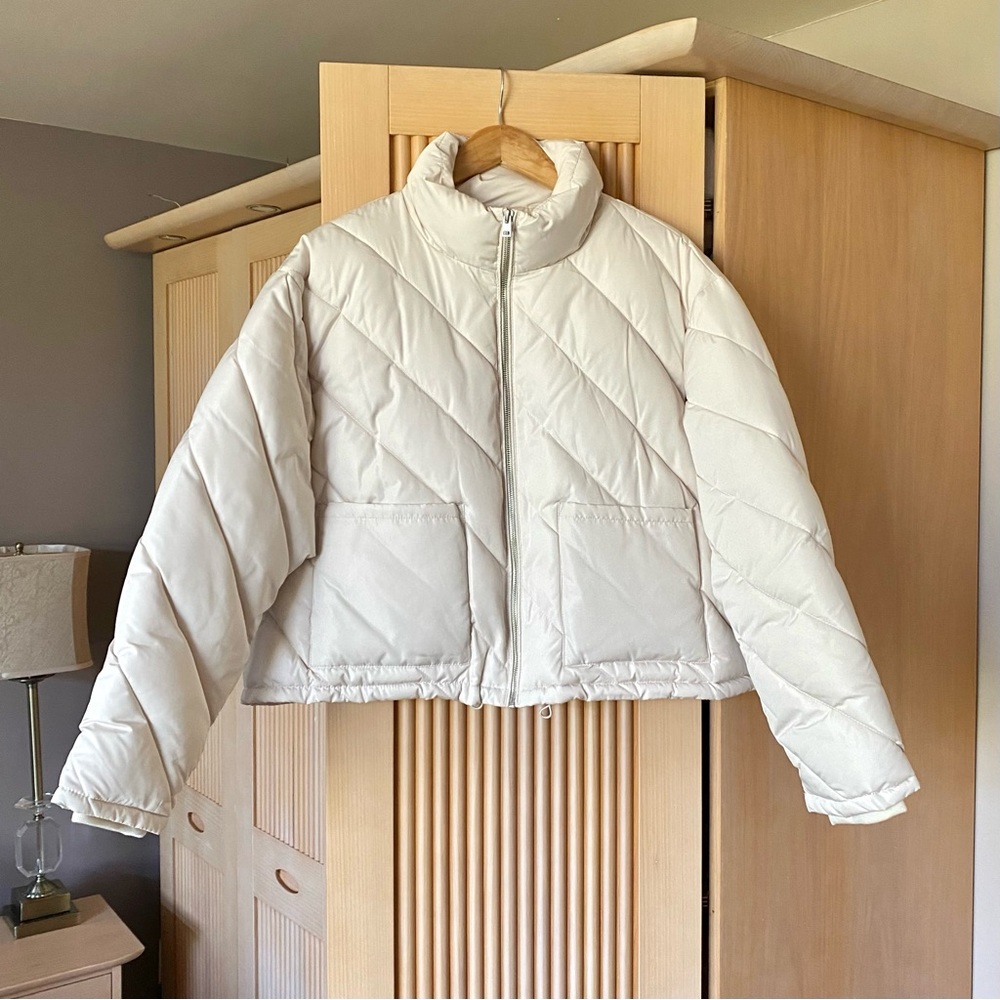 NEW Zara white quilted puffer jacket - Picture 6 of 11